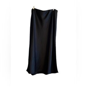 Women's Madewell Long Black Satin Skirt with Slit Size 12